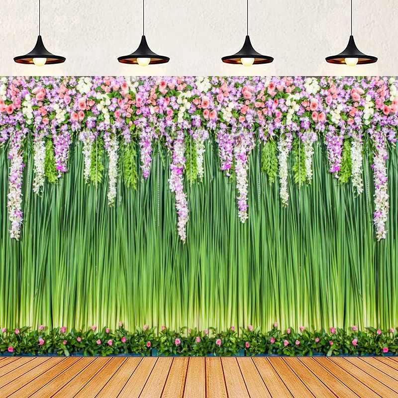 Photography Backdrop Floral Flower Curtain Stage Banner Bridal Shower Baby Shower Mother's Day Decor Background