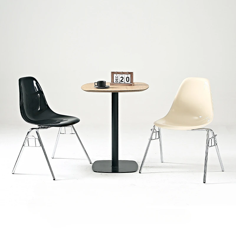 

Nordic Dining Chair Restaurant Study Home Can Be Stacked Metal Bracket Plastic Backrest Leisure Chair Dropshipping