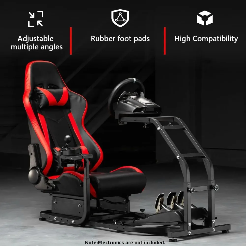 G29 Gaming Sim Cockpit: Verstellbarer roter Sitz, passend für Logitech G920/G923 und Thrustmaster T300 (ohne Rad/Handbremse)