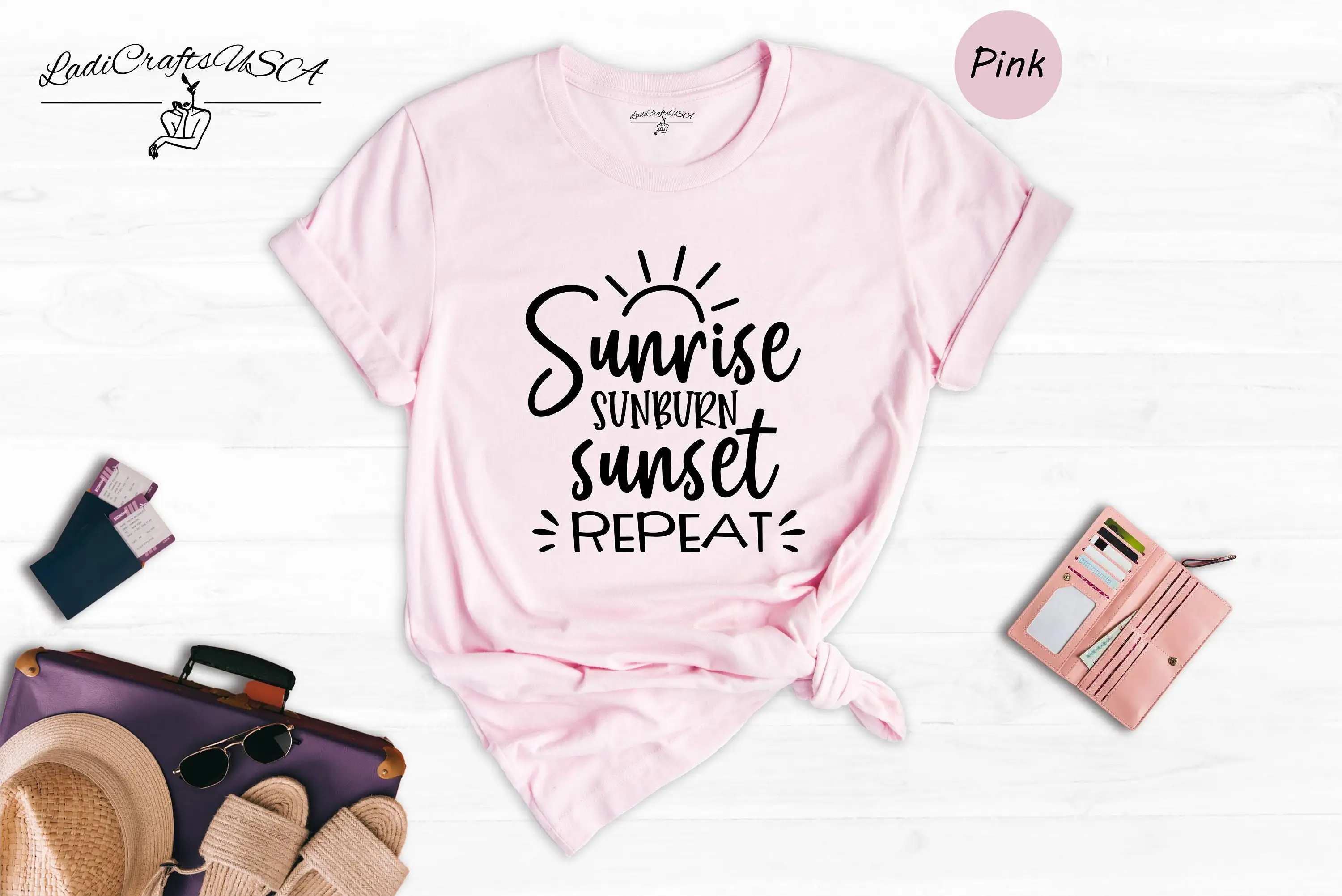 Sunrise Sunburn Sunset Repeat T Shirt Summer Vacation Vibes Beach Trip Mode On Break