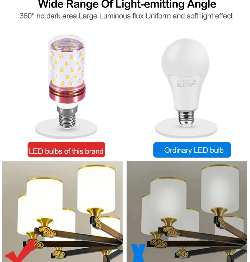 AC 85V-265V LED Corn Bulb Tri-color Light 16/12W E14 Chandelier Candle Light E27 Lamp SMD 2835 Warm White 3000K Cool White 6500K