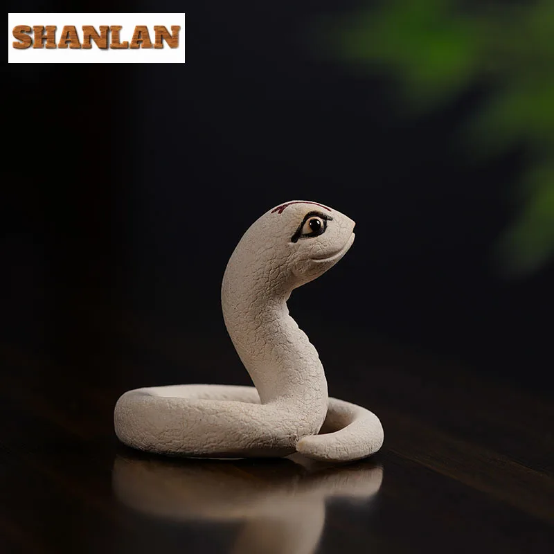 Biomimetic Little Spirit Snake Purple Clay Tea Pet Zodiac Animals Tea Play Figurine Toys Tea Statue Sculpture Crafts Decoration