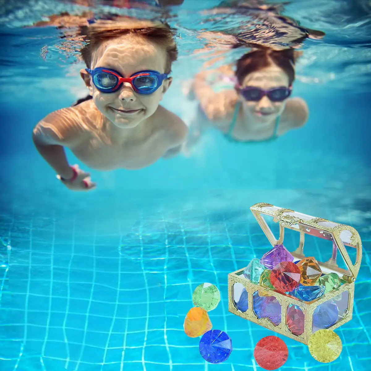 18/20 قطعة مجموعة الماس مع/لا صندوق لعبة الغوص لحمام السباحة للأطفال لتقوم بها بنفسك لعب لعبة الصيد على شكل سكافنجر في الشاطئ هدية حفلة للأطفال #5