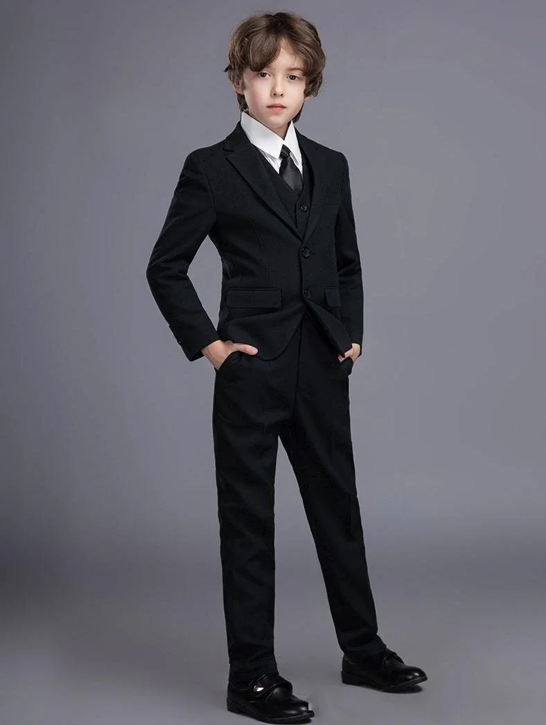 Abiti da ragazzo Blazer tinta unita Giacca Gilet Pantaloni 3 pezzi Abito per bambini 1 anno Compleanno Bambini Set da sera per spettacoli di nozze