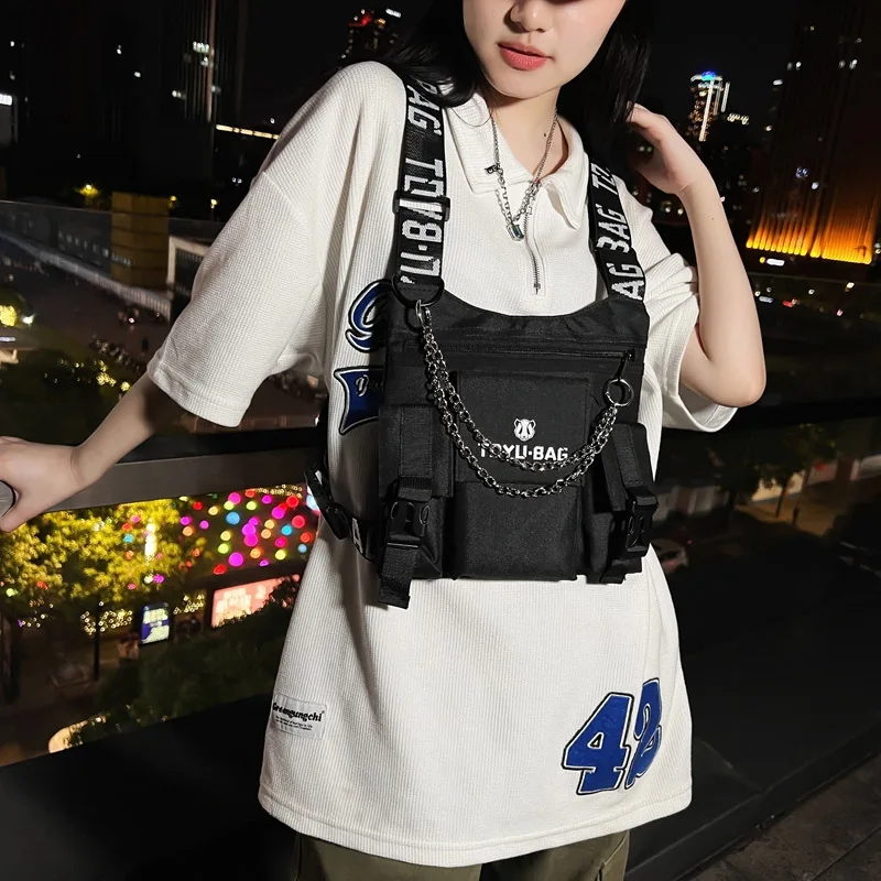 Unisex Tactical Chest Rig Bag Hip Hop Streetwear Bag Functional Waist Pack Adjustable Crossbody Chest Bags Waistcoat vest Packs