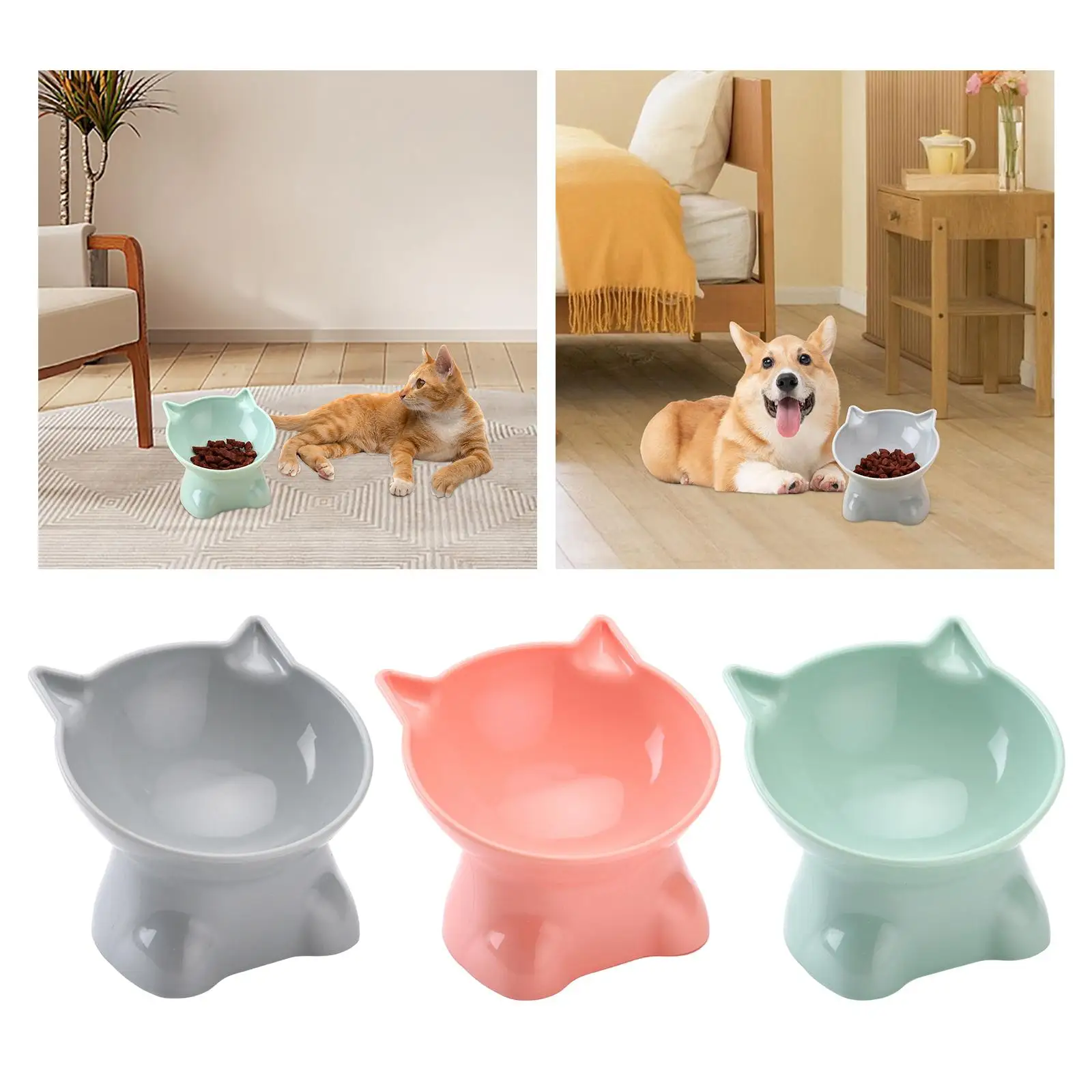 Raised Cat Bowl Portable Anti Slip Pet Feeding Dish Lightweight Stable Protection Cervical Kitten Water Bowl for Indoor Cats