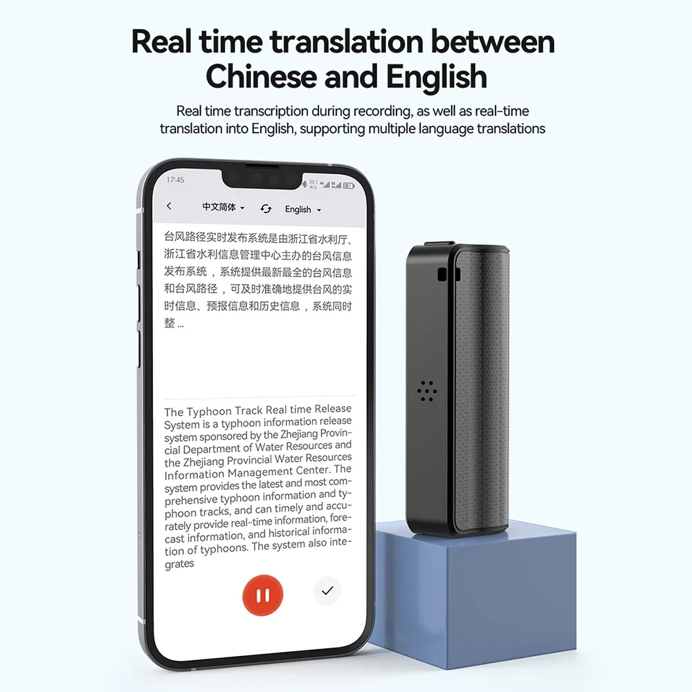 AI Digital Voice Recorder 128GB Mini Professional Sound Dictaphone App Phone Call Audio Recording Real Time Language Translation