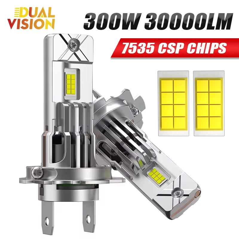 

2 шт. H7 H4 LED CANBUS Light Мини-налобный фонарь Размер 1:1, беспроводной 7535 CSP Чипы Автомобильные светодиодные лампы для фар без ошибок с вентилятором 6000K