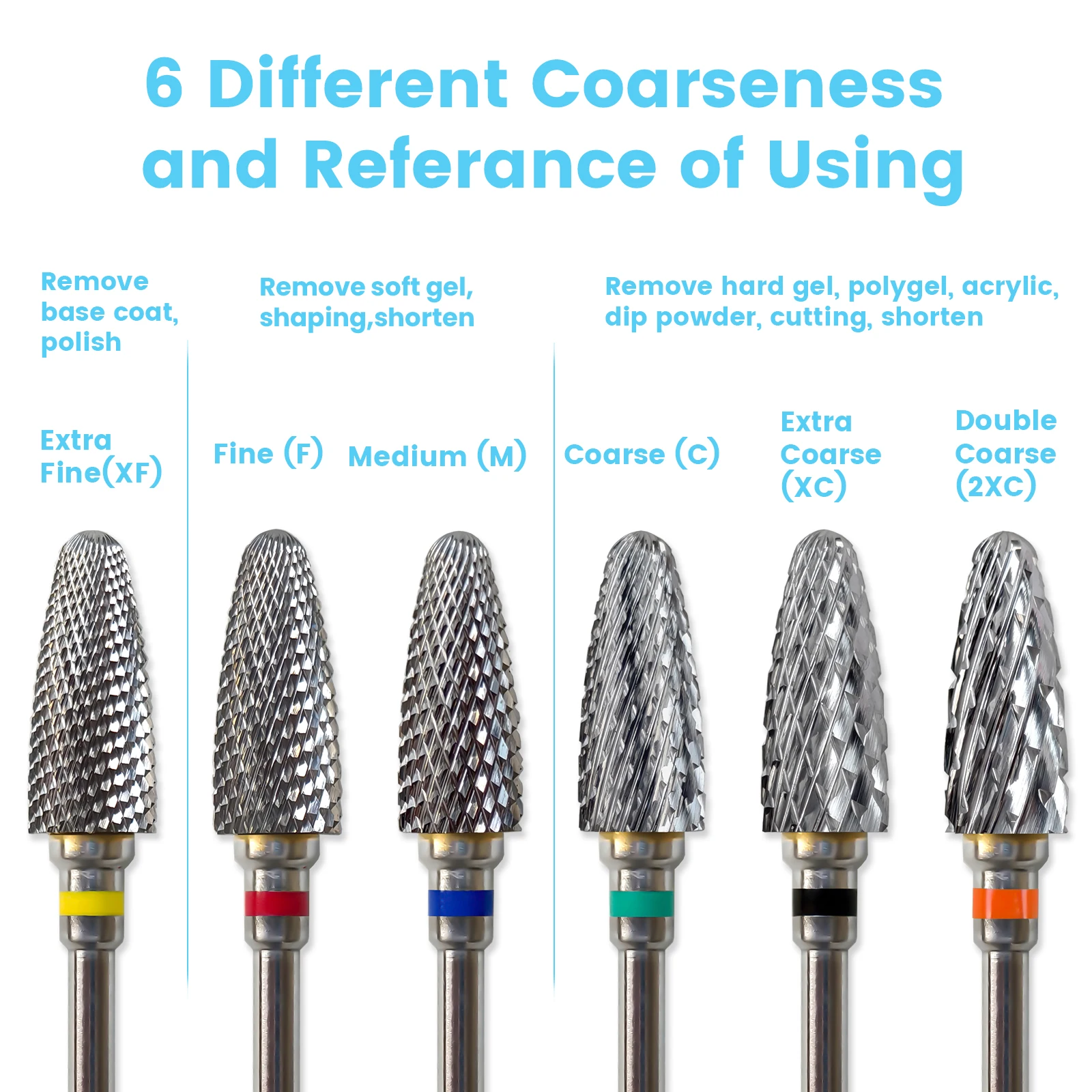 Tungsten Carbide Nail Drill Bits Milling Cutter Flame Pro Sharp Durable Grading Polishing Manicure Salon Tools Accessories