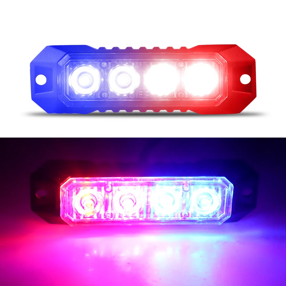 1 Stuks 4led Strobe Waarschuwing Flitser Flitser Grille Knipperende Lichtbalk Truck Auto Baken Lamp Verkeerslicht 12V 24V Auto Licht