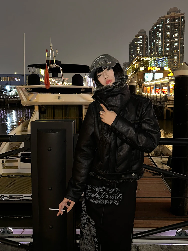 

CGGA American Retro Biker Jaet Men's Warm Casual Plu Collar Cotton Coat Youth Faion All-Match Autumn Winter Outerwear