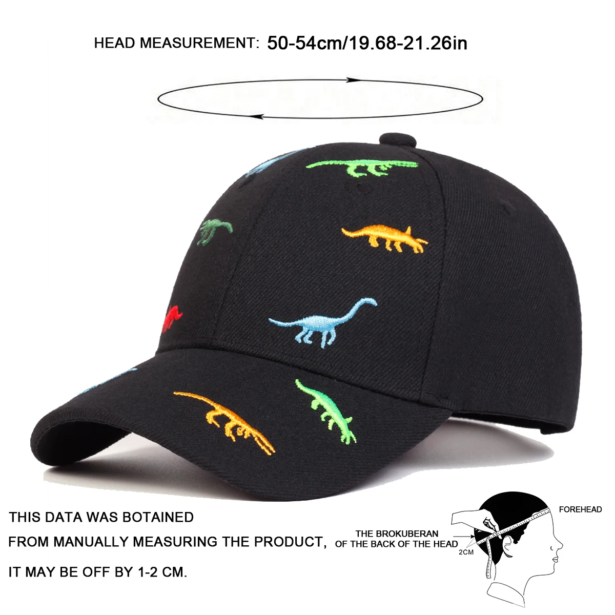 Children Dinosaur Embroidery Baseball Caps Spring Summer Outdoor Adjustable Casual Hats Boy Girl Travel Sunscreen Hat