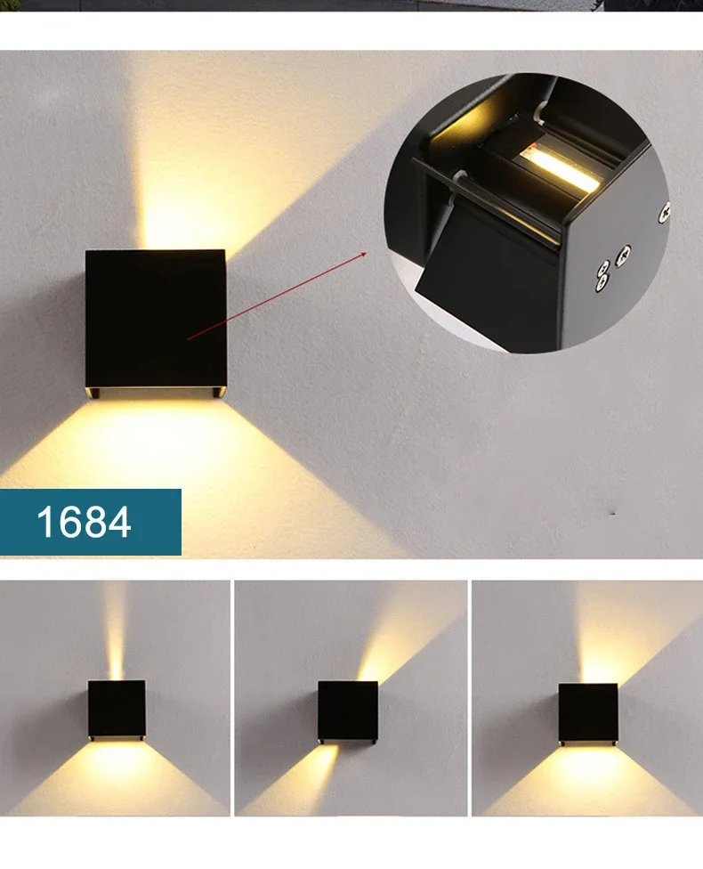 Round Square Modern Wall Lights Garden Porch Ip65 Waterproof Up Down Lighting Outdoor Led Bedroom Lamp Wall Decor