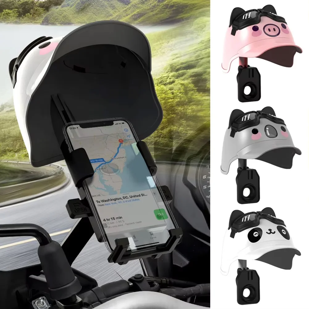 Cute Cartoon Helmet Rider Motorcycle Mobile Phone Holder Waterproof Sunshade Electric Bicycle Navigation Mobile Phone Holder