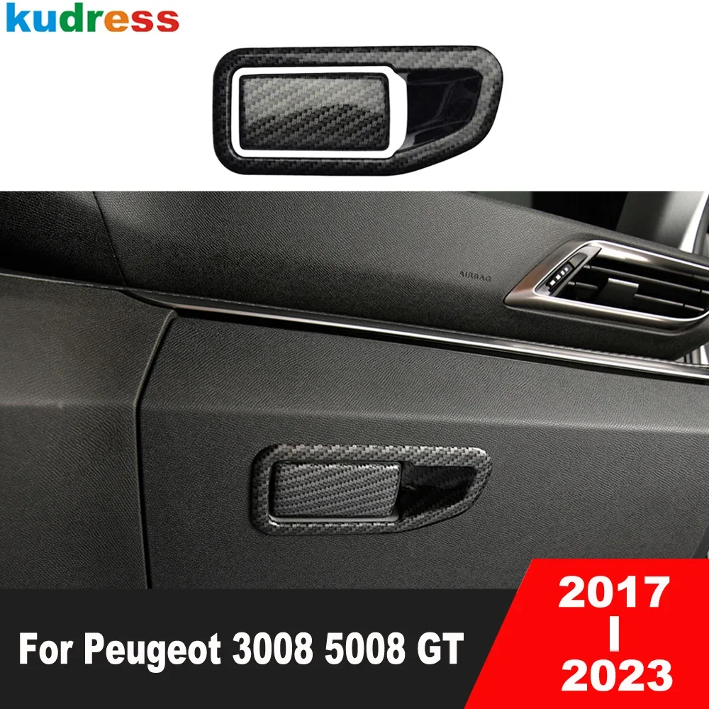 

Для Peugeot 5008 3008 GT 2017 2018 2019 2020 2021 2022 2023 карбоновый автомобильный ящик для хранения перчаток, ручка, отделка, аксессуары для интерьера