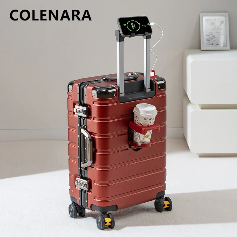 COLENARA Anti-scratch Suitcase ABS+PC Boarding Box USB Charging Trolley Case 20