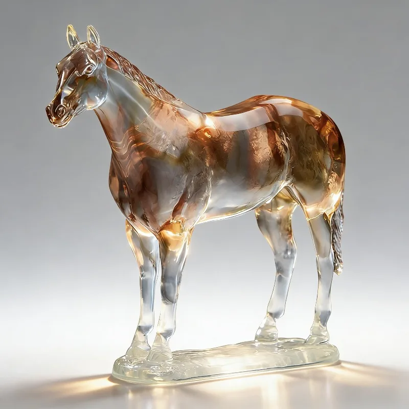 

Horse Sculpture Crystal Resin Horse Statue Office Home Decoration Desktop Animal Decorations Indoor Crafts