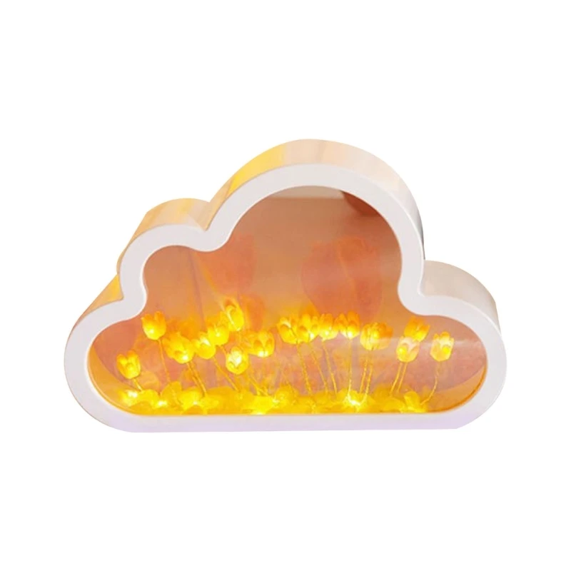 Cloud ดอกทิวลิปโคมไฟสำหรับกระจกห้องนอน Night Light ผีเสื้อบรรยากาศแสง Dropship