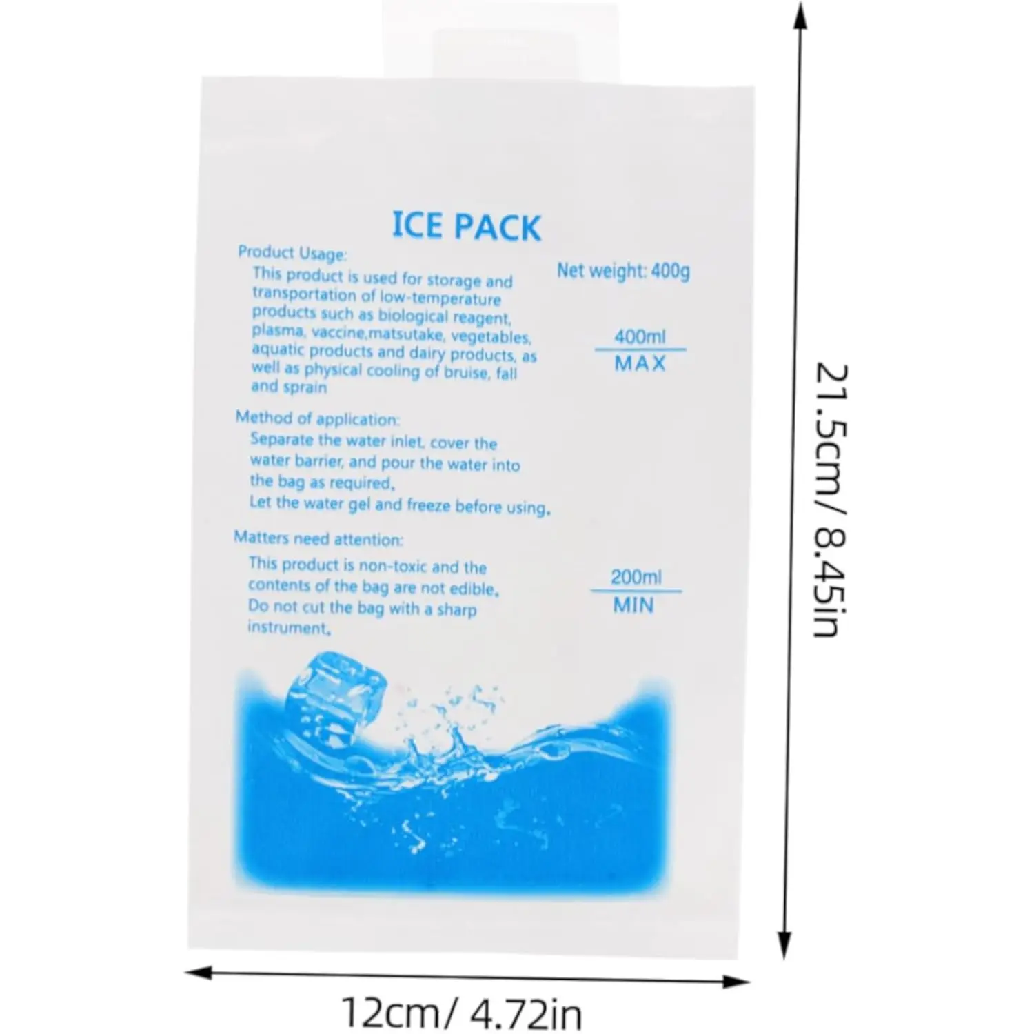 10pcs Gel Ice Packs,Extra Large Ice Packs Reusable for Shipping Camping Cooling Safety Cold Packs Freezer Packs,English Version