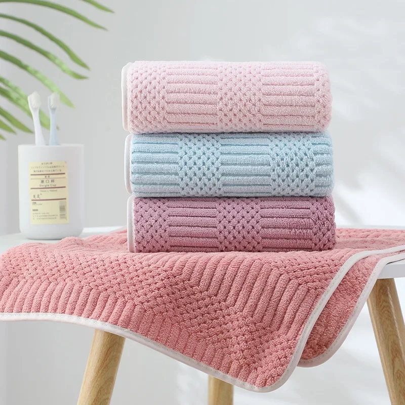 Coral fleece grid towel household water absorption is not easy to lose hair, face towel thickened soft cleansing face towel