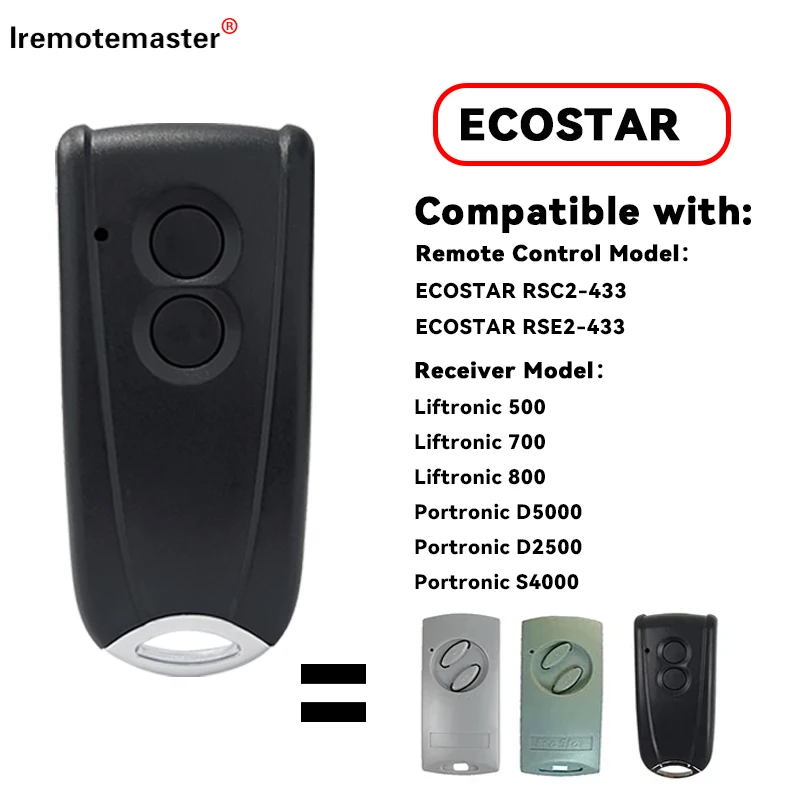 Ecostar RSC2-433 Garage Door Remote Control Compatible With Ecostar RSC2 RSE2 RSZ1 433.92MHz Rolling Code Transmitter