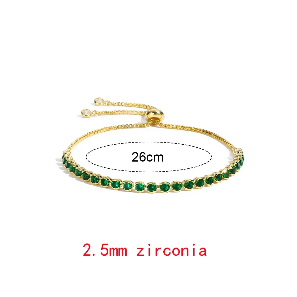 Luxus Smaragd Zirkonia CZ Tennis Armbänder für Frauen 18K Gold Überzogene Charme Grün Weibliche Armreifen Hochzeit Schmuck Geschenk