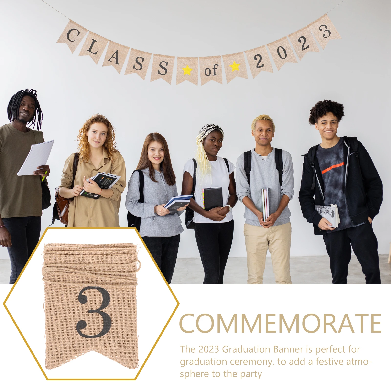 

Class of 2023 Graduation Banner Party Decoration Photo Prop Hanging Linen nament Decorations Reusable Triangle Flags