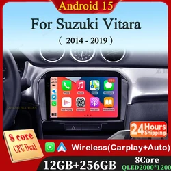 Android 15 Carplay Car Radio For Suzuki Vitara 2014 - 2019 Navigation GPS Multimedia Player stereo wifi+4G Auto DSP BT 360Camera