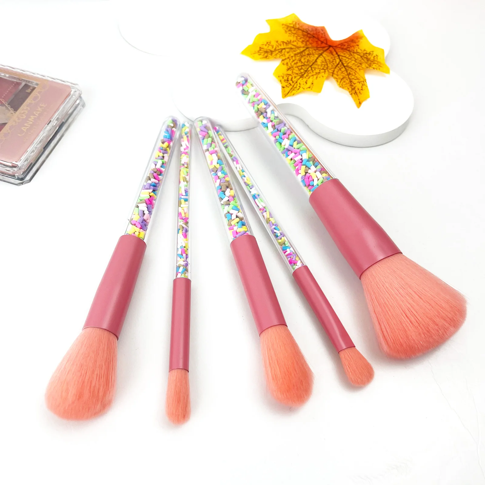 Soft Wool Fiber Makeup Brush Set, Candy-Colored Blush Brush, Face Highlighter Brush, Detalhando escova, Ferramentas de beleza, 5pcs