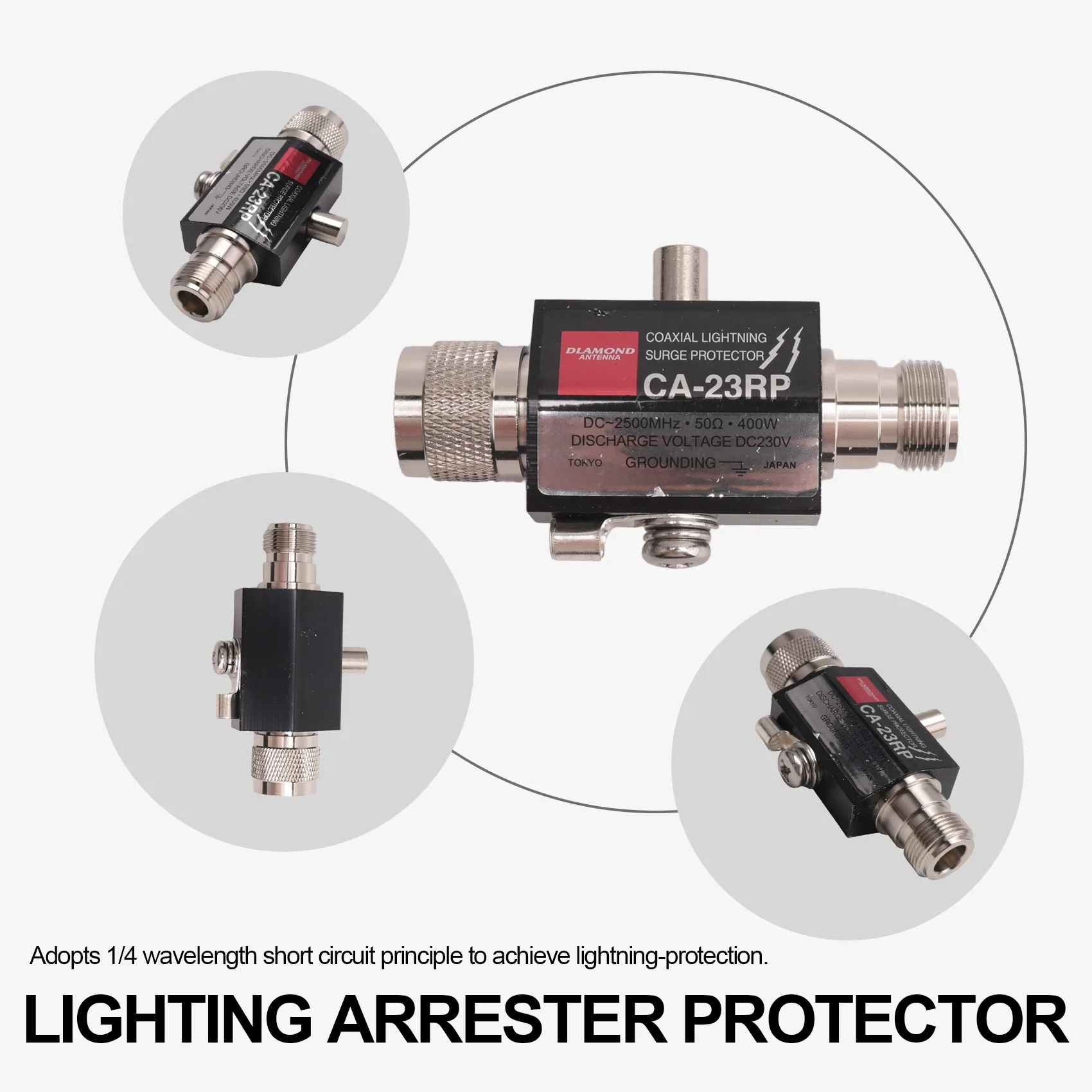 

A99E-10X CA-23RP Lightning-Arrester Protector N Male To N Female Coaxial Radio Repeater Antenna Surge Protector