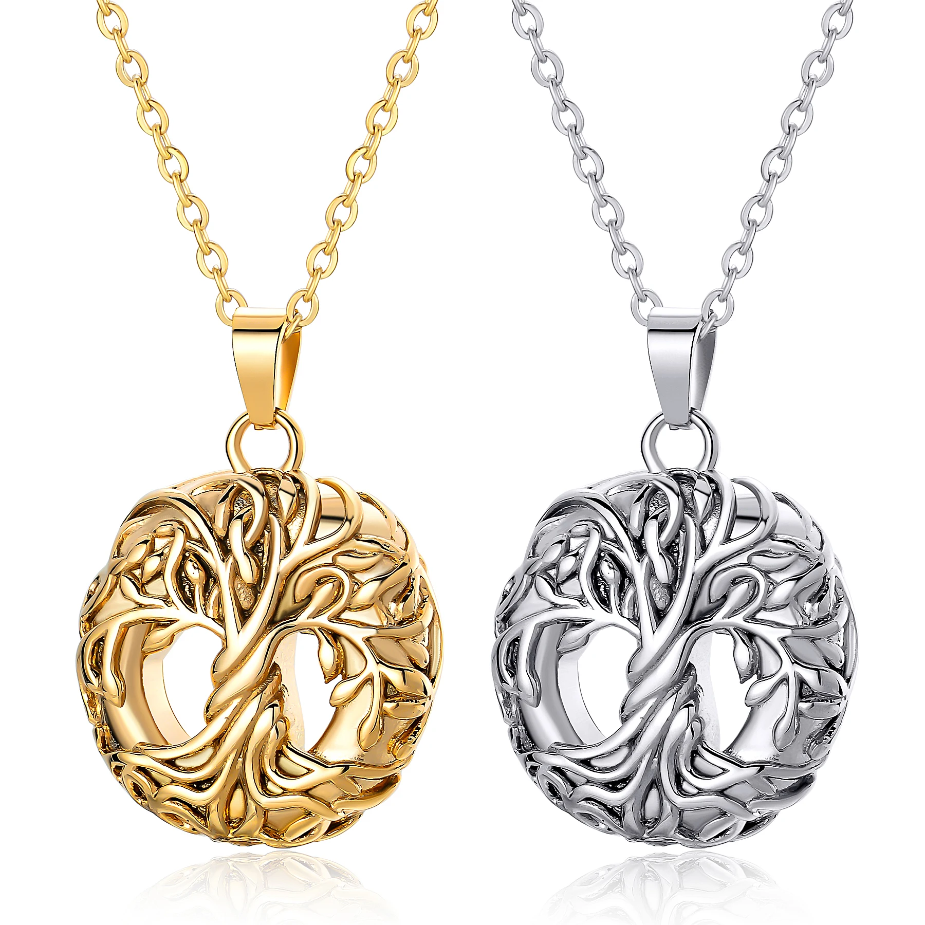 Tree of Life Urn Necklace for Men Women Round Cremation Jewelry for Ashes of Loved Ones Keepsake Memorial Urn Locket Dropshiping