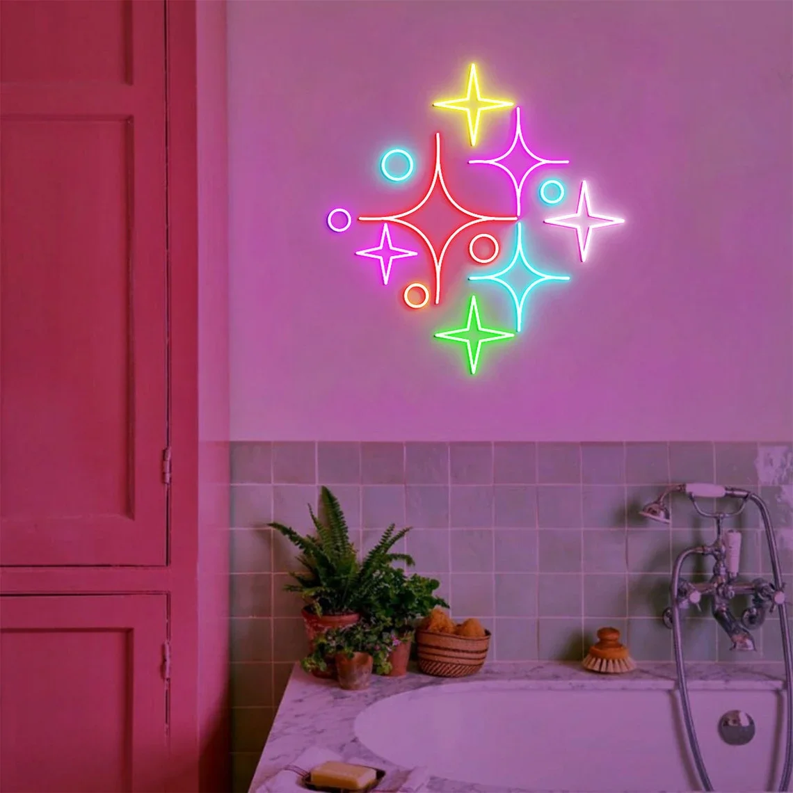 Sparkles Neon Sign Colorful Sparkles and Stars Wall Art Sign Home Decor Nursery Star Decor Kids Game Room Twinkle Stars Sign