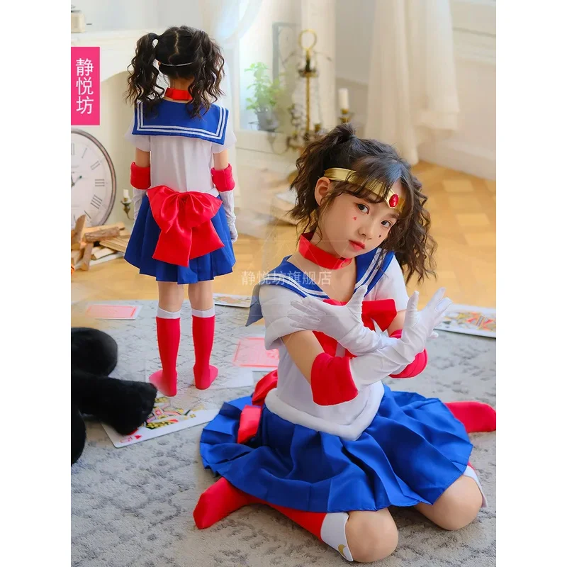 5PCS Anime sailor suit Moon Cosplay Costumes Tsukino Beautiful Girl Uniform Kid Dress Halloween Costumes Women Clothing*.1