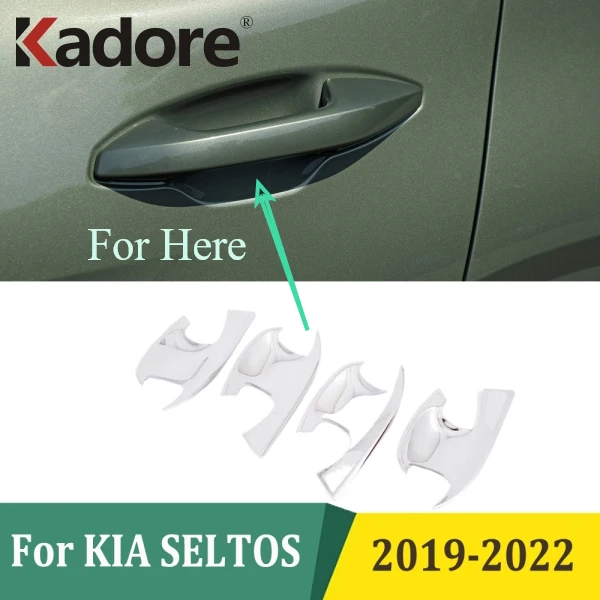 

For KIA SELTOS 2019 2020 2021 2022 Chrome Side Door Handle Bowl Cover Trim Sticker Exterior Car Styling Accessories