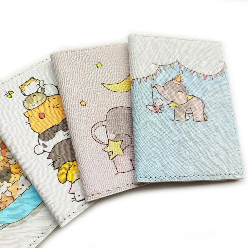 Cute Animal Design Passport Cover Multifunction Credit Card Organizer Case Travel PU Leather Passport Holder
