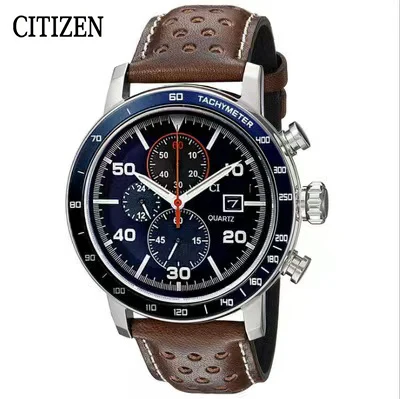 Imagem -05 - Citizen Relógios de Quartzo para Homens Correia Multifuncional Impermeável Relógio Mecânico Inoxidável Redondo Extravagante Marca de Topo Tendência de Luxo