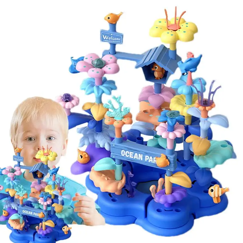 

Flower Building Toy Set Fun 61pcs Kids Building Toys Toy Building Sets Toddler STEM Toys Multifunctional Flower And Girl Toys