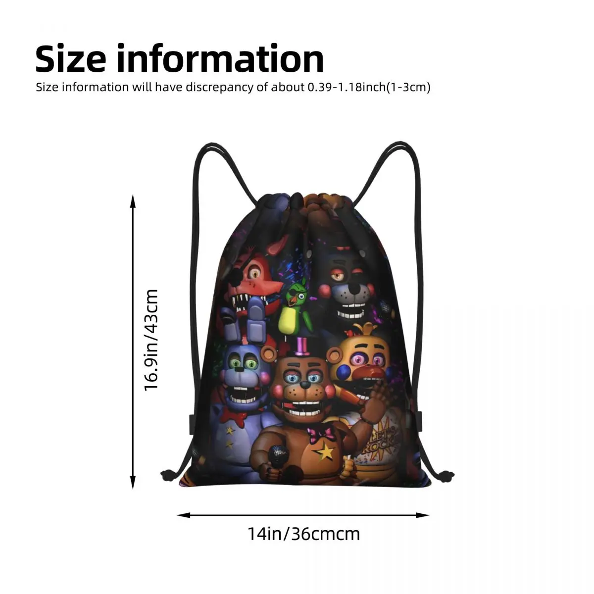 Custom Fnaf Security-breach Drawstring Pocket Backpack New Travel Fitness Sports Large Capacity Waterproof Backpack