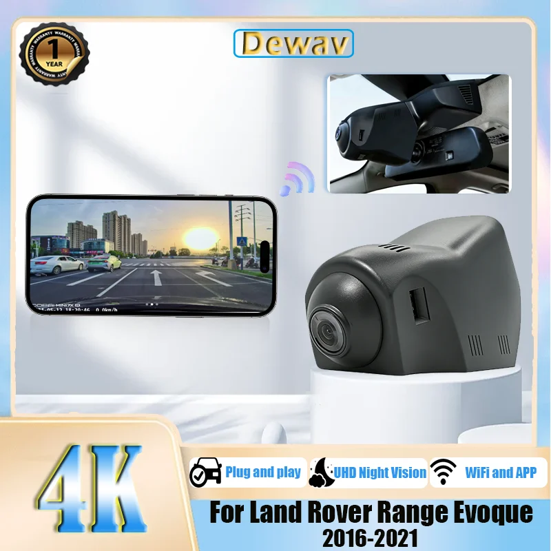 4K Camera Concealed Recorder For Land Rover Range Evoque 2016-2021 Display Plug-and-Play WIFI Connection 64GB Storage