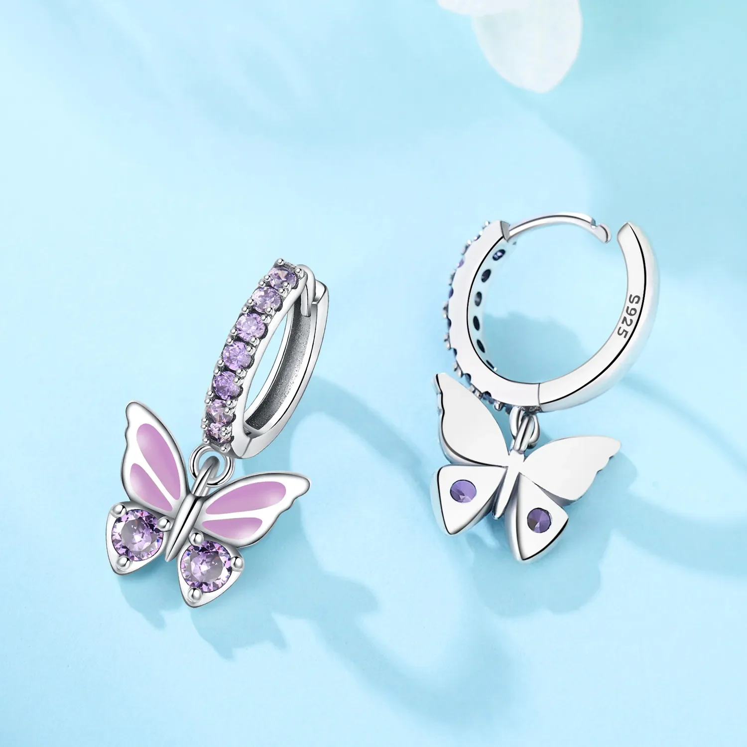 925 Silver Butterfly Huggie Hoop Earrings, Starfish Maple Leaf Bow Zirconia Jewelry Gifts for Women Girls