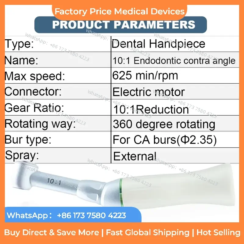 2026 10:1 Endo Hand Files Contra Angle Low Speed Handpiece Root Canal Reciprocation Stainless Steel Metal fastshipping