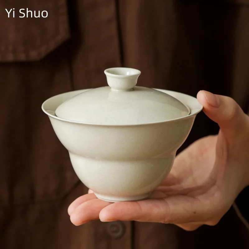 

Керамическая пепельная глазурь со сложенной талией, китайская элитная чайная чаша, не ожоговый чайный сервиз кунг-фу, чайная чаша