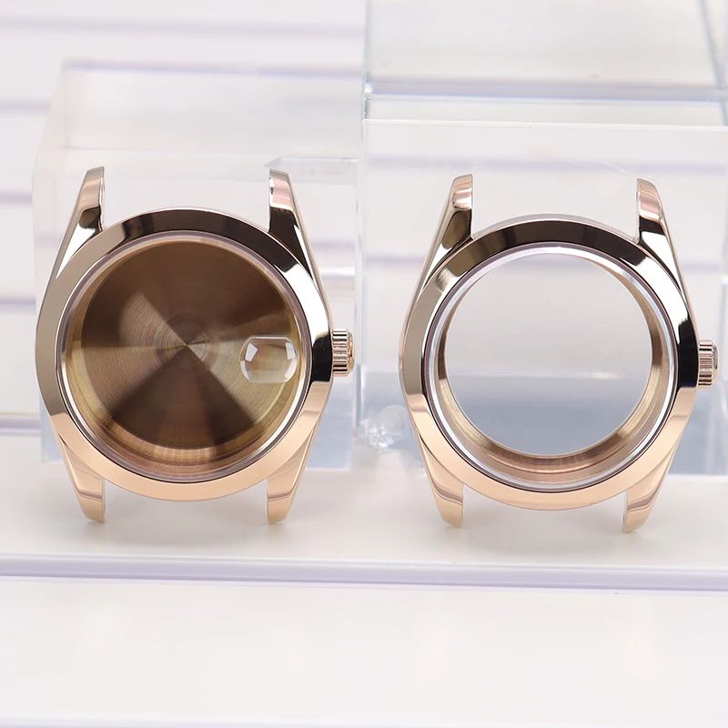 Rose Gold 36mm/40mm Bevel Edge Watch Case Sapphire Glass For Seiko NH35 NH34 NH36 NH38 Miyota 8215 Movement 28.5mm Dial Air‑King