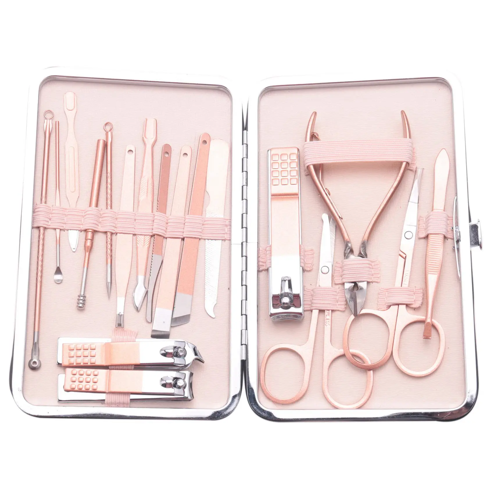 18Pcs/Set Gold Stainless Nail Art Tools Kits Steel Nail Clipper Cutter Trimmer Ear Pick Grooming Kit Pedicure Tools