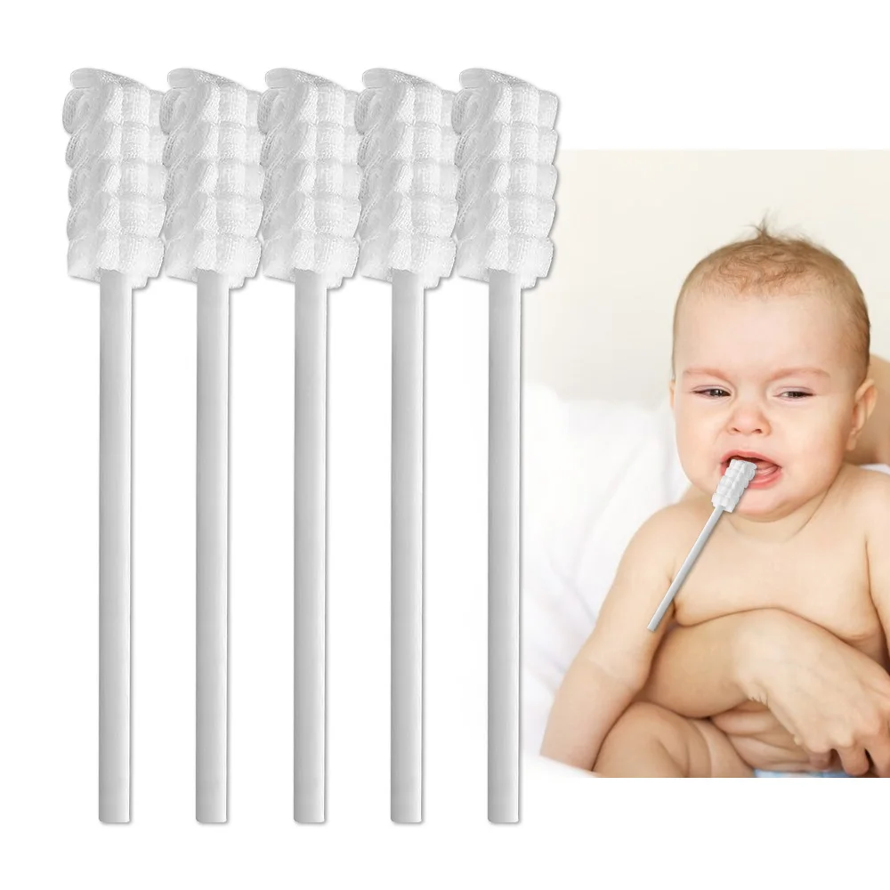 30Pcs Baby Tongue Cleaner Disposable Gauze Toothbrush Paper Rod Infant Oral Cleaning Brush Stick For Newborn Cotton swab