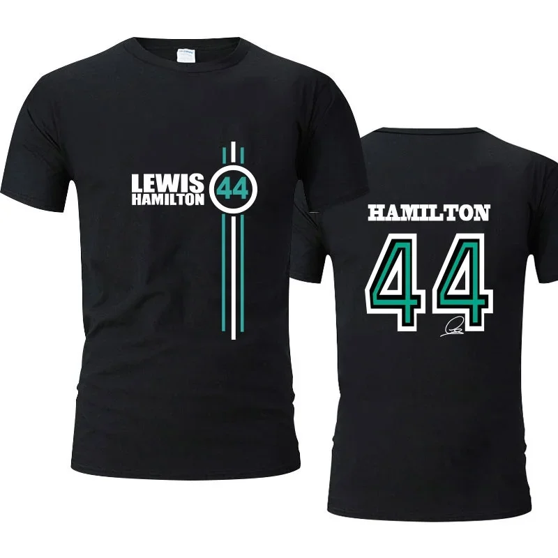 Summer F1 Driver Lewis Hamilton F1 Fan Short Sleeve 44 Logo Oversized T-shirt Men/women Fashion Street Short Sleeve