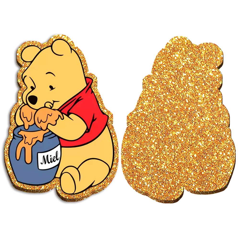 

Christmas Disney Pooh Bear Chunky Gold Glitter Resin Planar Acrylic Flatback Girls DIY Phone Case Hair Bow Craft Accessories