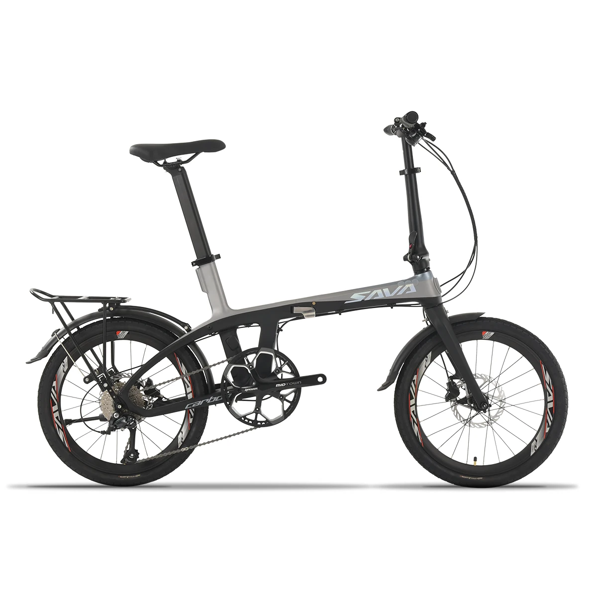 

SAVA Z1 Carbon Fiber Folding Bike 20 Inch Adult Bike Folding Bike Carbon Fiber Frame With Rear Rack Mount SHIMANO Sora 9 Speed