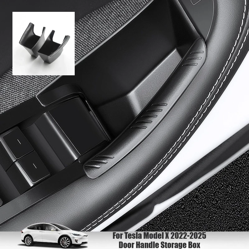 

Ящик для хранения дверных ручек из АБС-пластика для Tesla Model X 2022-2025, ящик для хранения передних дверей автомобиля, боковой поднос, скрытый органайзер, аксессуары, 2 шт.
