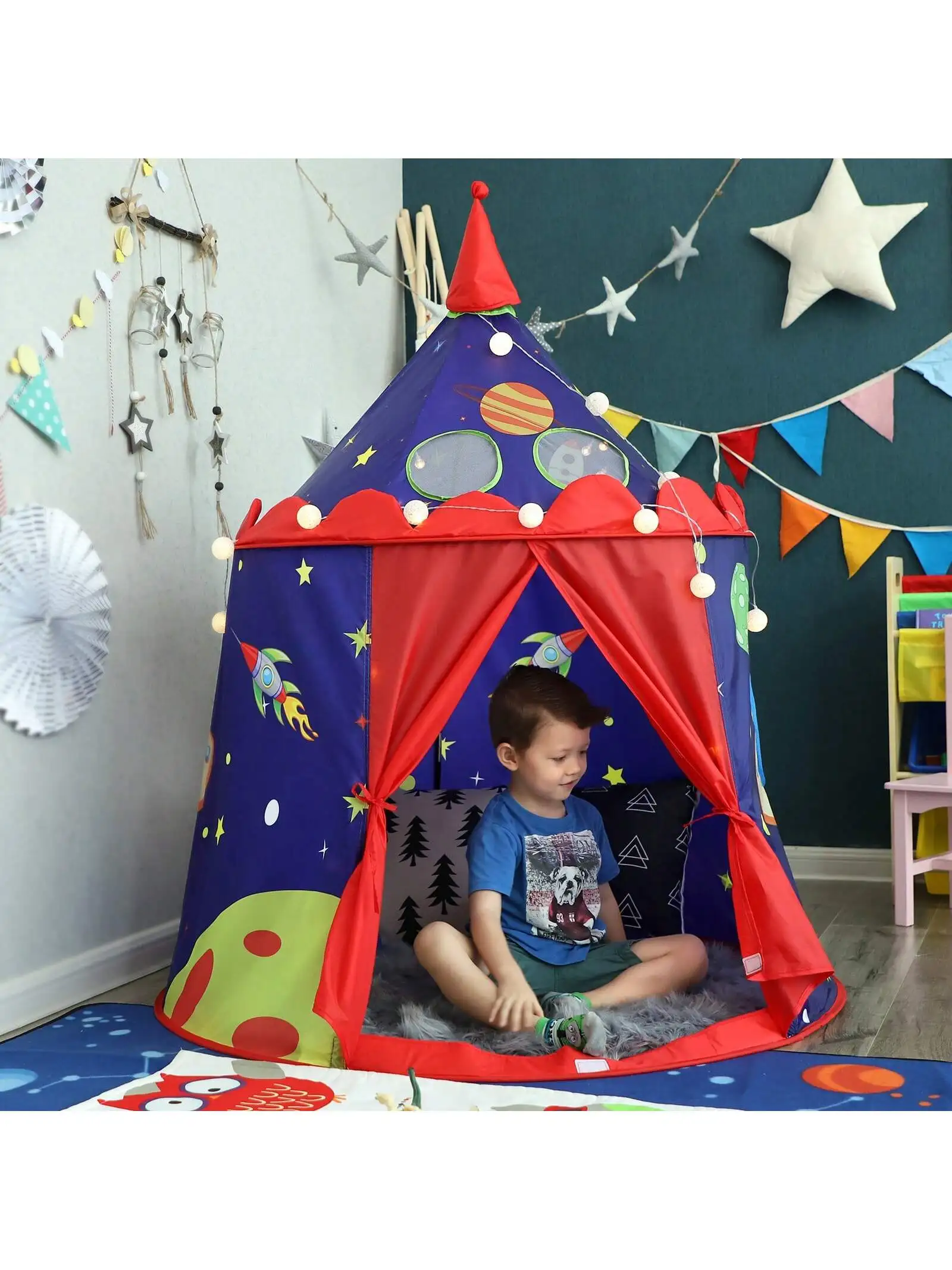 SONGMICS Prince Castle tenda da gioco per ragazzi. Casetta da gioco per interni/esterni, Teepee Pop-Up portatile con borsa per il trasporto.